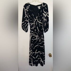 DKNY Black Dress with White Abstract Print size 8